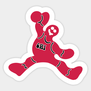Jumping Chicago Bulls Gingerbread Man Sticker